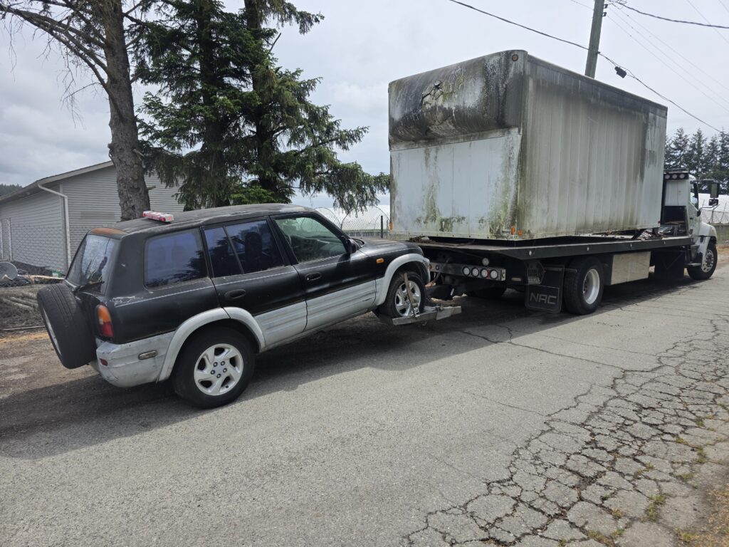 Cash offer for car service towing a damaged Toyota RAV4 in Burnaby